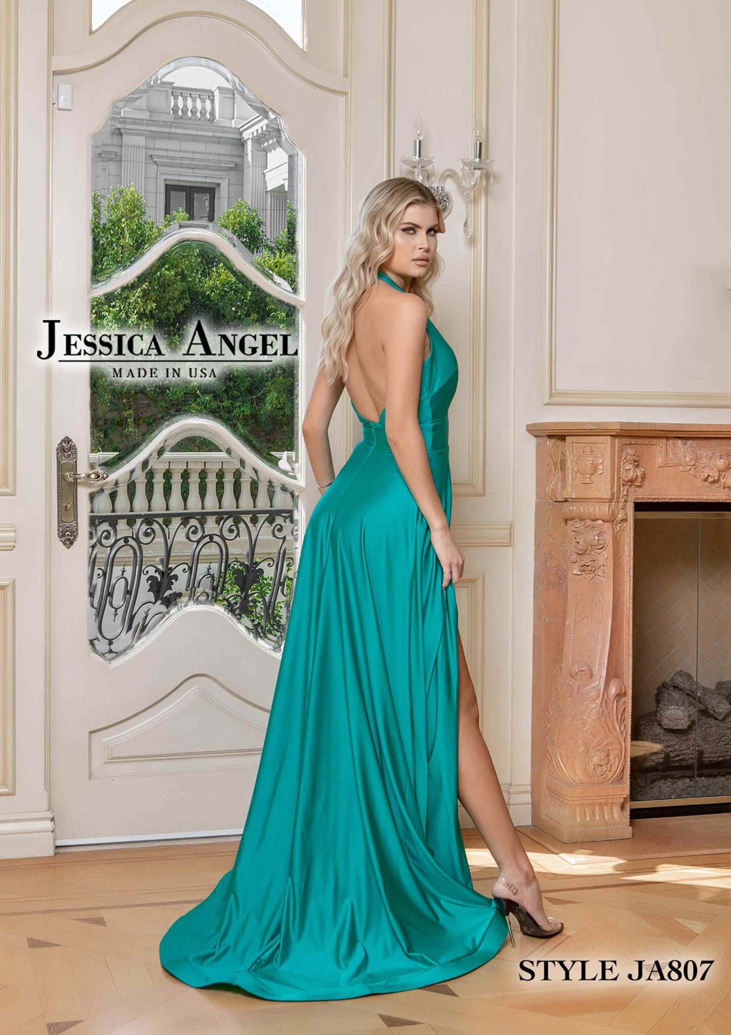 green emerald velvet dress Jessica Angel 737 Dress